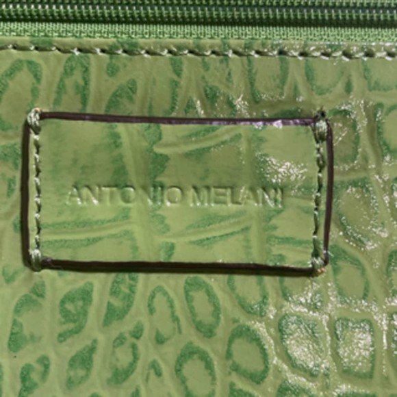 Antonio Melani Green Leather Handbag Croc Embossed Zip Clutch Wallet Women - Picture 4 of 7